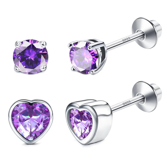 CASSIECA S925 Sterling Silver Birthstone Earrings
