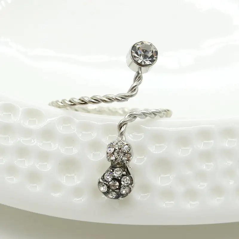 Adjustable Rhinestone Starfish Flower Joint Ring