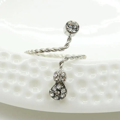 Adjustable Rhinestone Starfish Flower Joint Ring