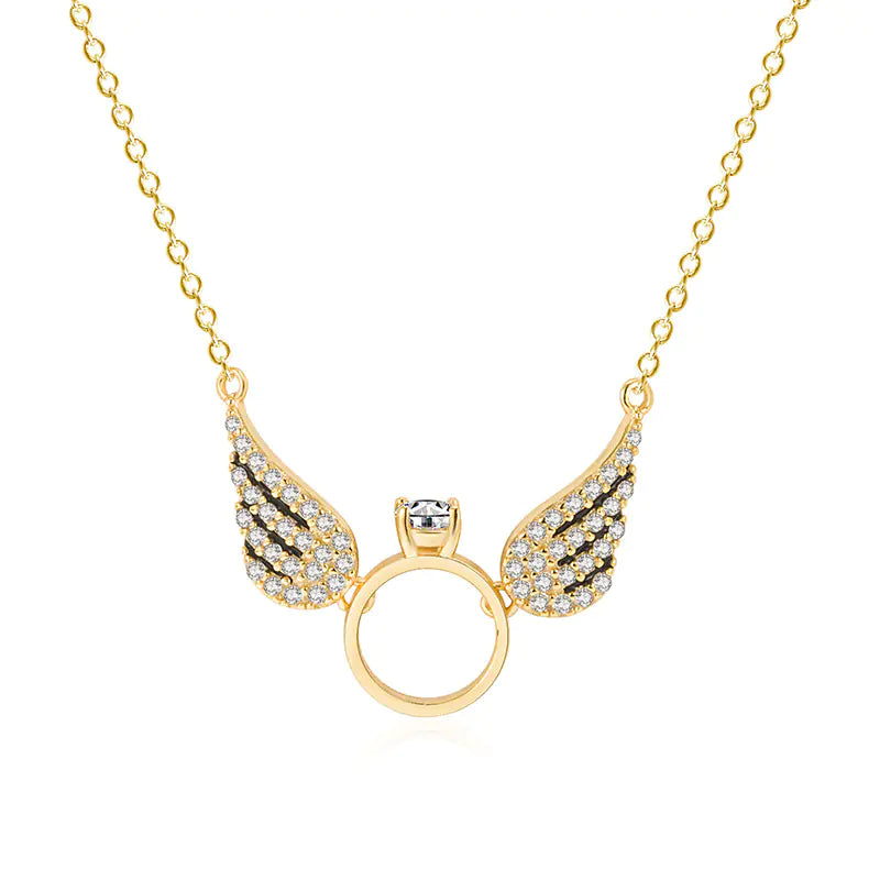 14K Gold Plated S925 Silver Angel Wing Necklace