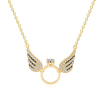 14K Gold Plated S925 Silver Angel Wing Necklace